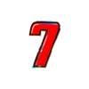 Holographic Racing Number 7, Slim, Red, 10 x 6.5 cm