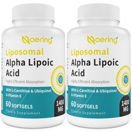 Naering- “Ácido Alfa Lipoico Lipoico 1400mg Cápsulas Blandas, Suplemento ALA con LCarnitina 1000mg, Ubiquinol (Ac