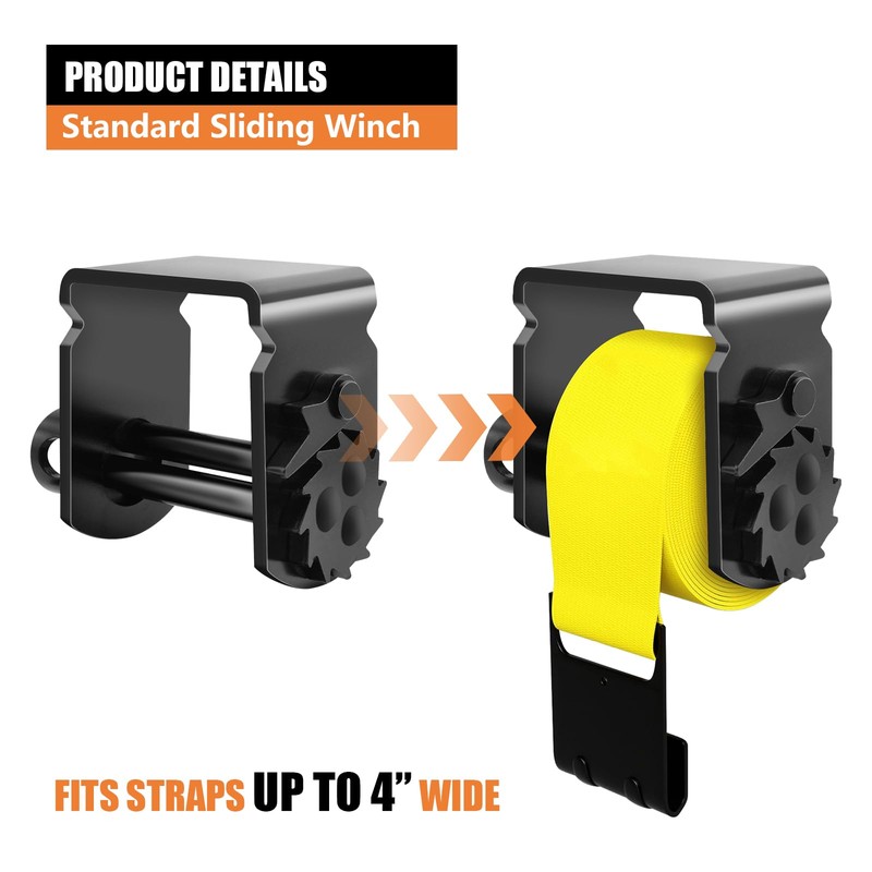 SALUINOKI 4 Pack Sliding Winch for Flatbed Trailer, Flatbed Tie