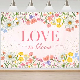 Sensfun Love in Bloom Bridal Shower Decorations Wildflower Wedding Shower Backdrop Pink Love in Bloom Engagement Party Background Spring Floral Wedding Bachelorette Party Decorations Supplies 7x5ft
