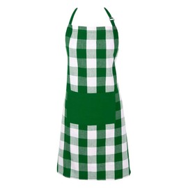 DII Unisex Buffalo Check Kitchen Collection, Classic Farmhouse Chef Apron, One Size, Green & White