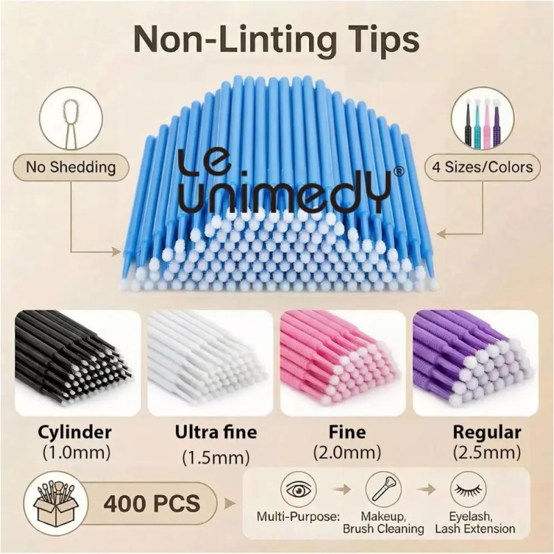 Le Unimedi 르 유니메디 400PCS/박스 면봉 일회용 마이크로 어플리케이터 브러시