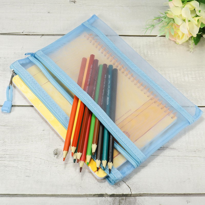 sourcing map Mesh Zipper Bags, A5 Nylon Double Layer Zip