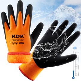 KDK Waterproof Gloves for Men and Women, Winter Work Gloves for Cold Weather, Thermal Insulated Freezer Gloves (Medium)