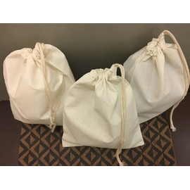 Reusable Eco friendly 8x10 inches 100% Cotton Single Drawstring Muslin Bags"premium quality" (natural color)-25 count pack