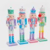 Happyyami Wooden Christmas Nutcracker Soldier 4pcs Candy Nutcracker Figures Pastel