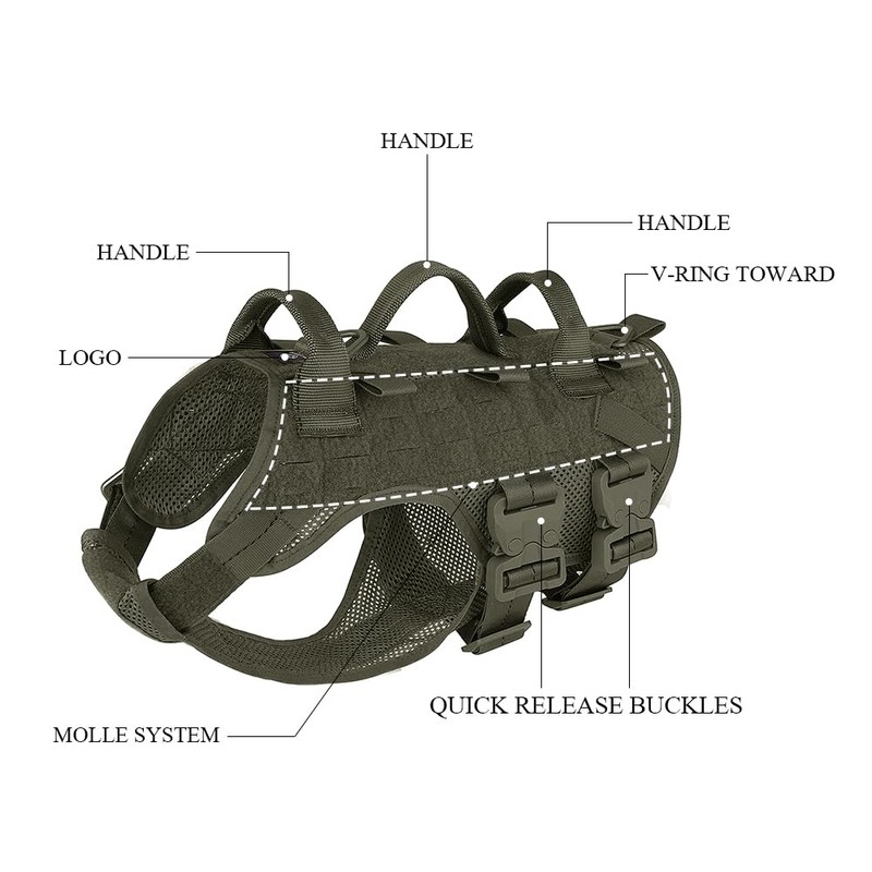 PETAC GEAR Tactical Dog Harness No Pull for Large Working