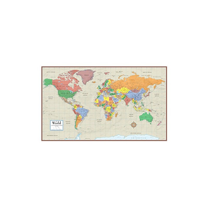 48x78 Huge World Contemporary Elite Wall Map Laminated