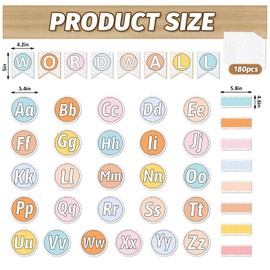 JarThenaAMCS 82Pcs Pastel Word Wall Bulletin Board Set Colorful Alphabet Letter Cards Alphabet Paper Cutouts for Back to School Home Preschool Classroom Wall Decor