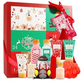 Body & Earth Xmas Holiday Gift Sets for Women, 12 Pcs Advent Calendar, Bath Body Set Skin Care Spa Kits