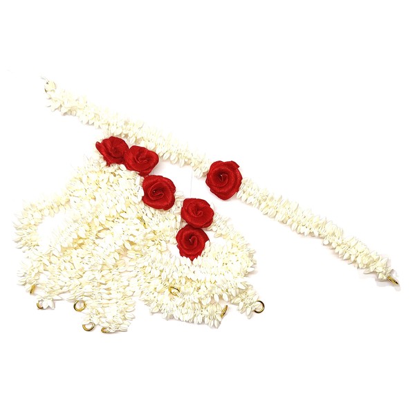 Preetty Charming Artificial Hair Gajra with red flower, 6 strings