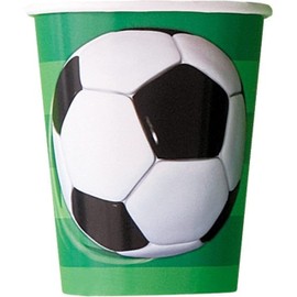 Multicolor 3D Soccer Vibrant Paper Cups - 9oz (8 Ct) - Eco-Friendly Drinkware for Sports-Themed Events & Kids Birthday Celebrations