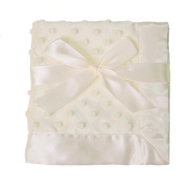 American Baby Company Heavenly Soft Chenille Security Blanket (14" x 14"), 2-Layer Design with Minky Dot & Silky Satin, Cream, for Boys and Girls