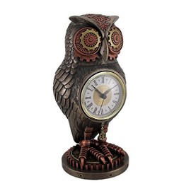 Veronese Resin Mantel Clocks Bronze/Copper Finish Steampunk Owl Mantel Clock 5 X 10.5 X 5 Inches Copper