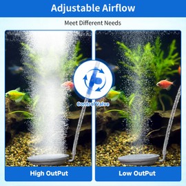 hygger Ausströmerstein Aquarium Luftstein Luftausströmer Teich Sprudelstein Aquarium Nano Leise Set mit 1M Luftrohr Aquarium Verstellbares Steuerventil Rückschlagventil Saugnapf, 3.8cm