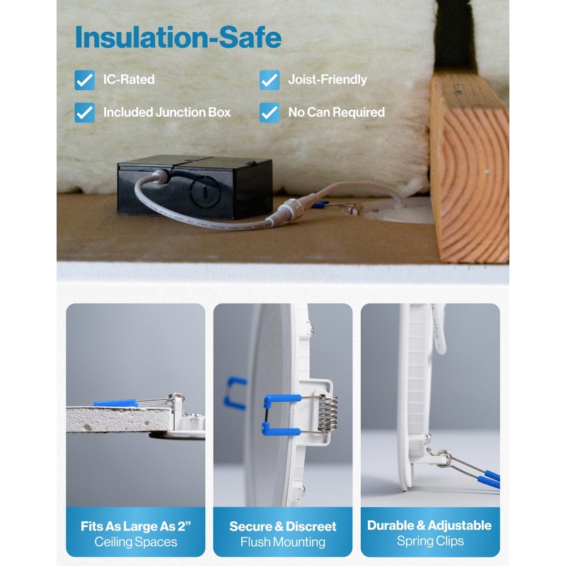 Sunco Recessed Lighting 6 Inch LED, Canless Ceiling Lights Slim