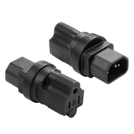 JSADZKJ IEC 320 C14 to NEMA 5-15R Power Adapter C14 Male Plug to Nema 5-15R Female Power Adapter Connector 15A/125V PDU UPS Extension Power Plug Adapter (C14 to 5-15R) 2Pcs