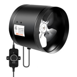 InfiniPower Inline Duct Booster Fan 8" 430 CFM with Speed Controller, Low-Noise Ventilation Exhaust Fan for Kitchen, Basements, Bathrooms, Attics and Grow Tents, Black