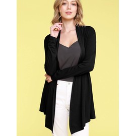 LL WSK850 Womens Draped Open- Front Cardigan XL Black