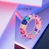 GNOCE Ring Damen Bunte Steine Roségold Frauen Bandringe Regenbogen Baguette
