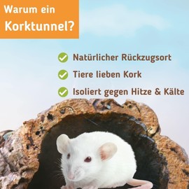 Vogelgaleria® Cork Tunnel 30 cm Made of Natural, Cleaned Cork Bark – The Particularly Popular Cork Tube for Small Animals and Reptiles – Terrarium Decorative Cave