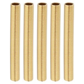 PATIKIL M10 Fine Thread Brass Lamp Pipe Nipple, 5 Pcs 80mm/ 3.1" Length Hollow Tube Adapter Coupler Connector Pipe Fitting Hardware DIY Repair Part for Lamp Lights