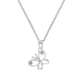 Amor 9293421 Necklace with Pendant 925 Sterling Silver Girls Children's Necklace with Synthetic Zirconia 35 + 3 cm Silver Butterfly Comes in Jewellery Gift Box, Silver, Cubic Zirconia