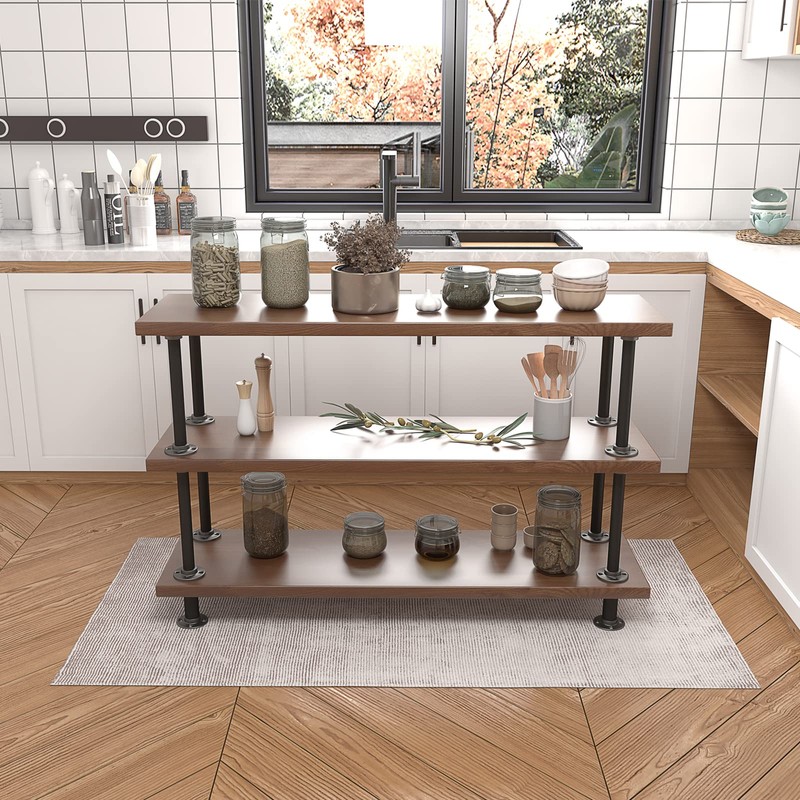 MUZIK 3-Tier Industrial Pipe Table Leg Set, Iron Base Legs