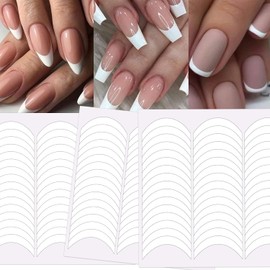 HYWWPFLAY 2880 Pieces French Tip Nail Guides Nail Stencils Moon Shape Nails Design Self-Adhesive French Nail Stickers French Manicure Strips Nail Tools Nail Tape Nail Accessories (60 Sheets)