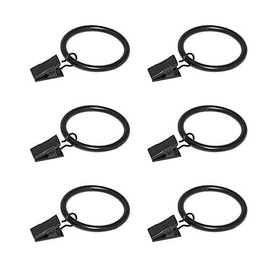 Coideal Black Curtain Rod Ring Clips, 30 Pack Rustproof Metal Drapery Ring with Hook/Hanger Clips with Eyelets for Holding Heavy Curtains Rod Set and Drapes (35 mm)