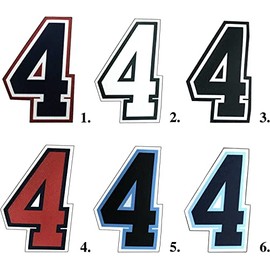 Smitty | 4" Umpire Numbers | 0-9 | Iron On or Sew On for Athletic Shirts | Sports Jersey | Football | Baseball | Basketball | Elite Quality! (Number 4, Navy/Powder Blue/White)
