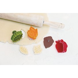 Talisman Designs Plunger Style Pie Crust Cutters, Fall Design, 4-Piece Set
