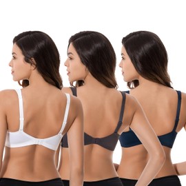 Curve Muse Plus Size Minimiser Unlined Wireless Bra with Lace Embroidery, Pack of 3 - 100D