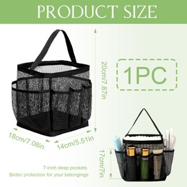 PQJSJDR Sturdy Mesh Shower Caddy Portable Organizer 8-Pocket Large Capacity Shower Bag for College Dorm Room Essentials, Beach, Gym & Travel Quick-Dry Bathroom Accessories with Reinforced Base