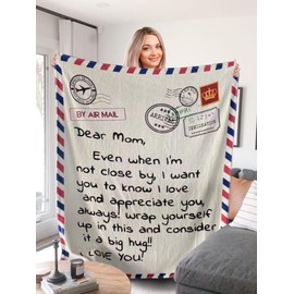 Super Soft Flannel Blankets for Anniversary Birthday Gift for Mom of Daughter Son, Dear Mom Blanket for Mother's Day, Christmas Valentine's Day for Bed Sofa (50x60)