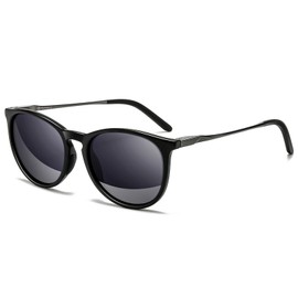 SUNGAIT Original Design Trendy Sunglasses Vintage Round Classic Retro Style for Women and Men (2025 Matte Black Frame/Gray Lens)