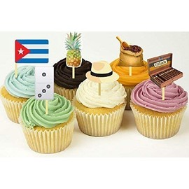 12 Cuba Havana Nights Party Cupcake Toppers Picks