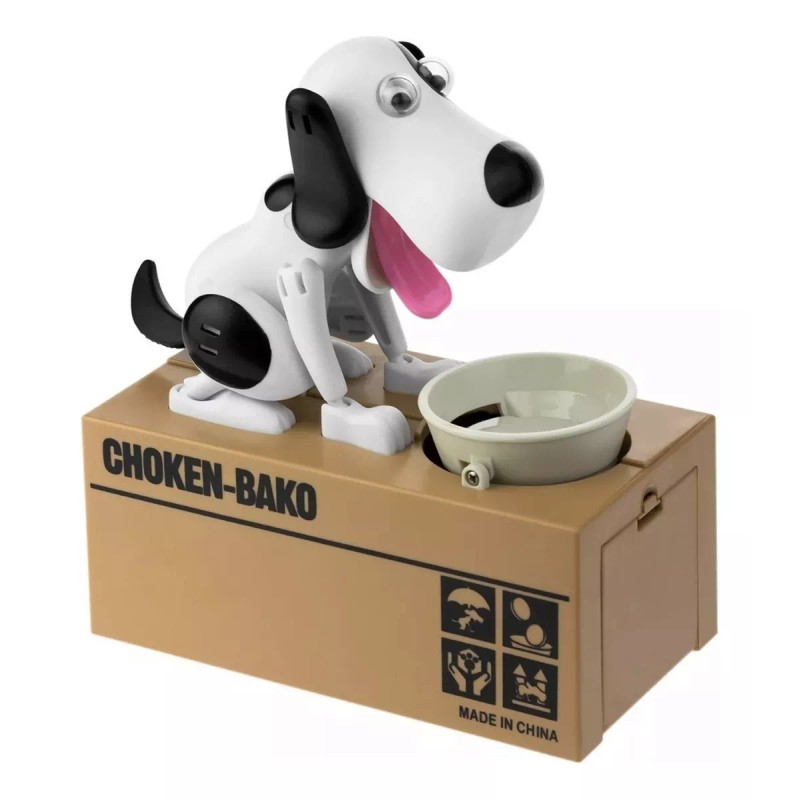 CL Alcancía Perro Come Monedas Tragamonedas Negro Con Blanco C