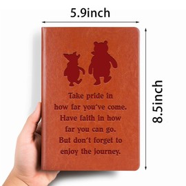 JOHSBYD Pooh Bear Leather Notebook Always Remember You’re Braver Than You Believe Leather Notebook Friendship Gift for Women Men Birthday Gifts for Son Daughter (take pride)