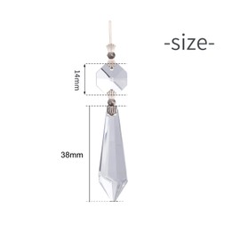 Aylifu Pack of 10 Replacement Clear Maple Leaf Chandelier Crystal Prisms Pendants Shiny Glass with Octagonal Crystal Beads and Metal Split Ring for Lamp Decoration Jewelry Making (38mm)