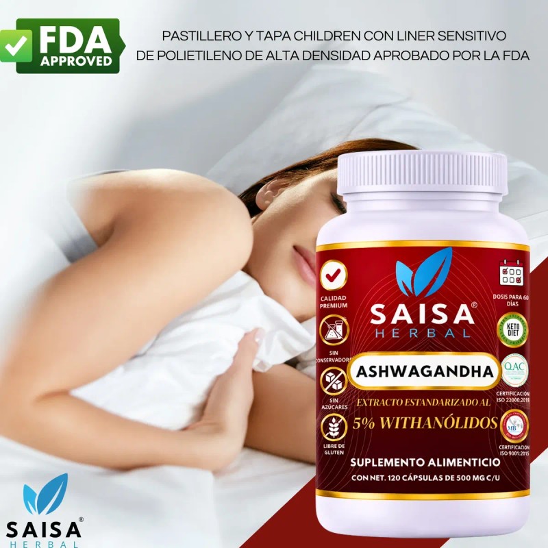 Suplemento Estres Ashwa 120 Caps Extracto Whitanolid
