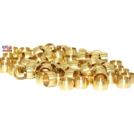 sashow Brass Compression Tube Fitting Ferrule Sleeves 1/4" Tube OD 100PCS