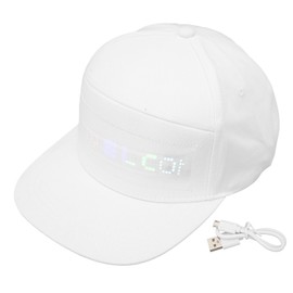 LED Hats for Teenagers and Adults, Programmable LED Cap with Bluetooth App Control, Hat with Light for Outdoor Concert Carnival (White)