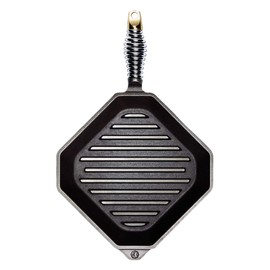 FINEX Pre-Seasoned Cast Iron 10 Inch Grill Pan with Ergonomic Spring Handles