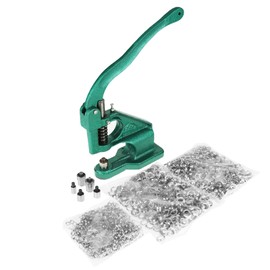 Hand Press Grommet Machine, 3 Dies Included, 1500 Grommets 6/10/12mm, Eyelet Setting Machine Eyelet Punch Machine for Dress Makers, Arts & Crafts, Sign Shops