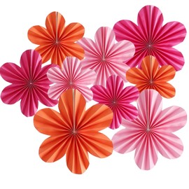 Tissue Paper Flower Fans – 9-Pack Hanging Paper Rosette Decorations in 12.2", 10", 7.9" Sizes, Colorful Foldable Fans for Weddings, Birthdays, Baby Showers, Festivals, Wall Decor & DIY Craft
