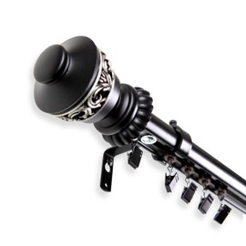 A&F Rod Decor - Filagree Cordless Traverse Rod 48-86 inch - Black