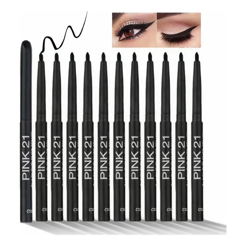 Delineador Negro 12pcs Impermeable Larga Duración Mate