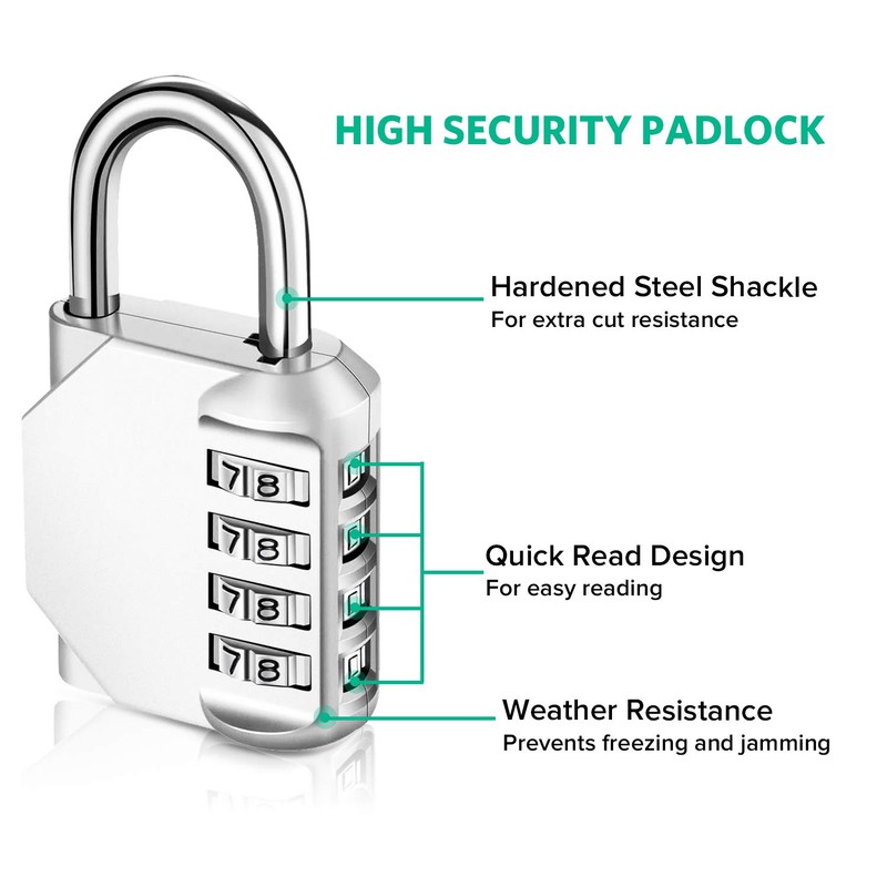 BeskooHome Combination Lock, Heavy Duty Padlock with Code, Resettable Combination