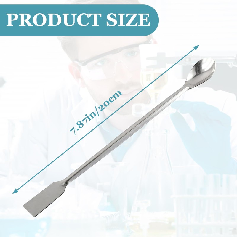2 Pcs Lab Spatulas- 304 Stainless Steel Double-Ended Sampling Spoon